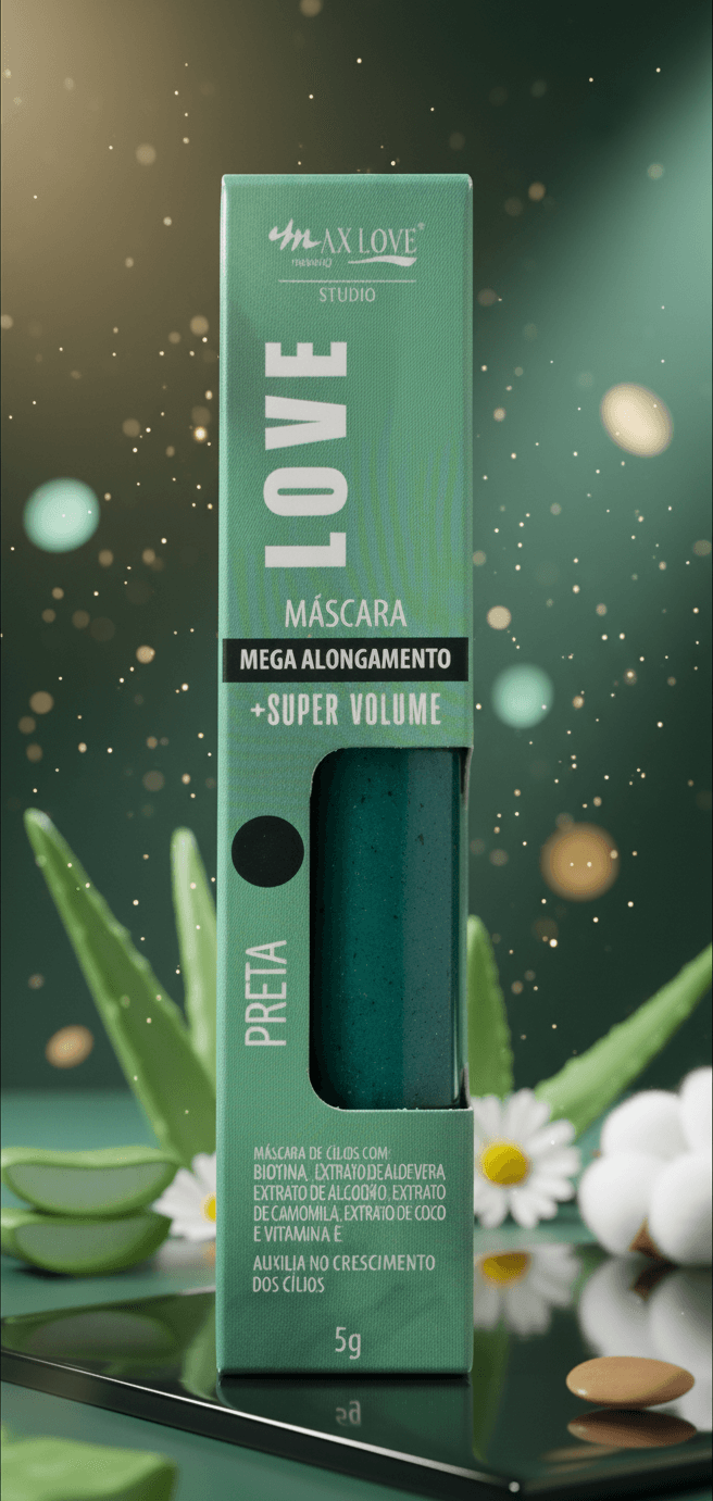 Máscara de Cílios Maxlove Mega Alongamento e Volume com Biotina e Vitamina E